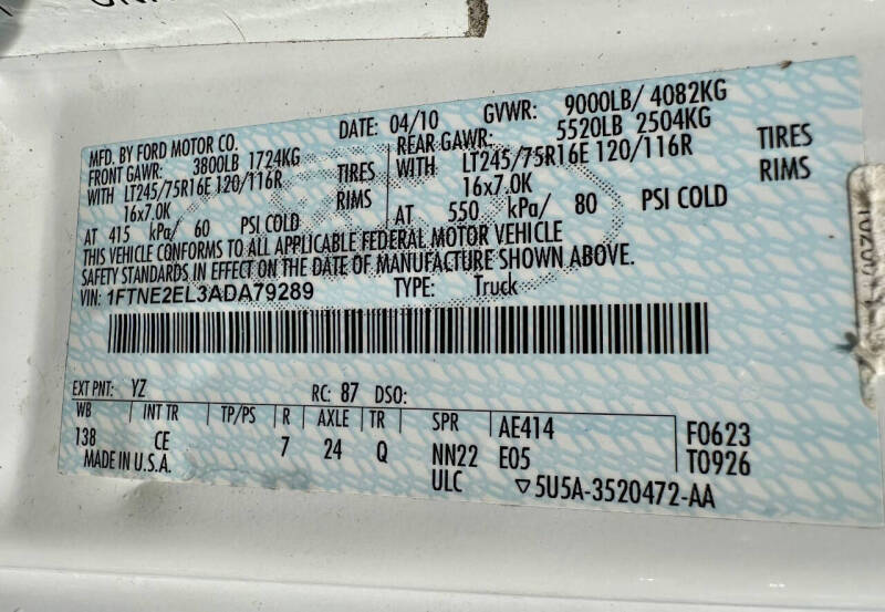 2010 Ford E-Series E-250