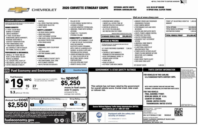2020 Chevrolet Corvette Stingray