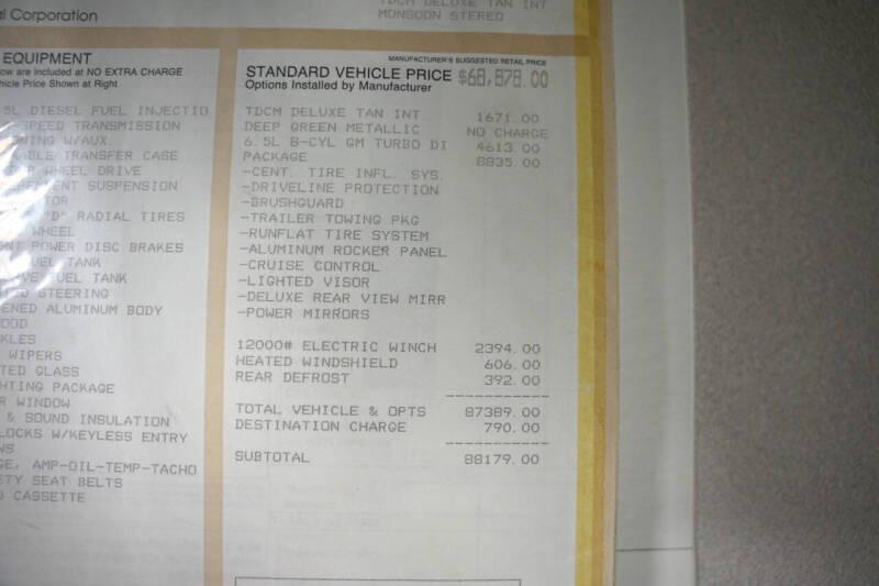 1998 AM General Hummer Hard Top