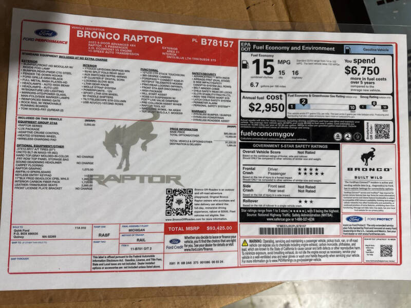 2023 Ford Bronco Raptor