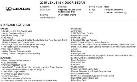 2015 Lexus IS 250