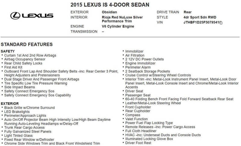 2015 Lexus IS 250