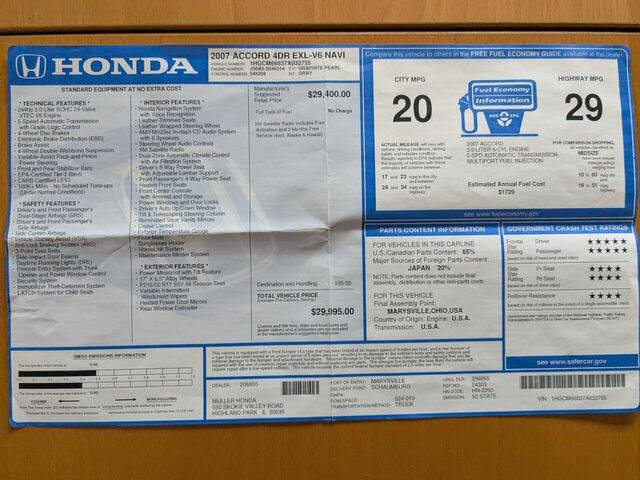 2007 Honda Accord EX-L V-6 w/Navi