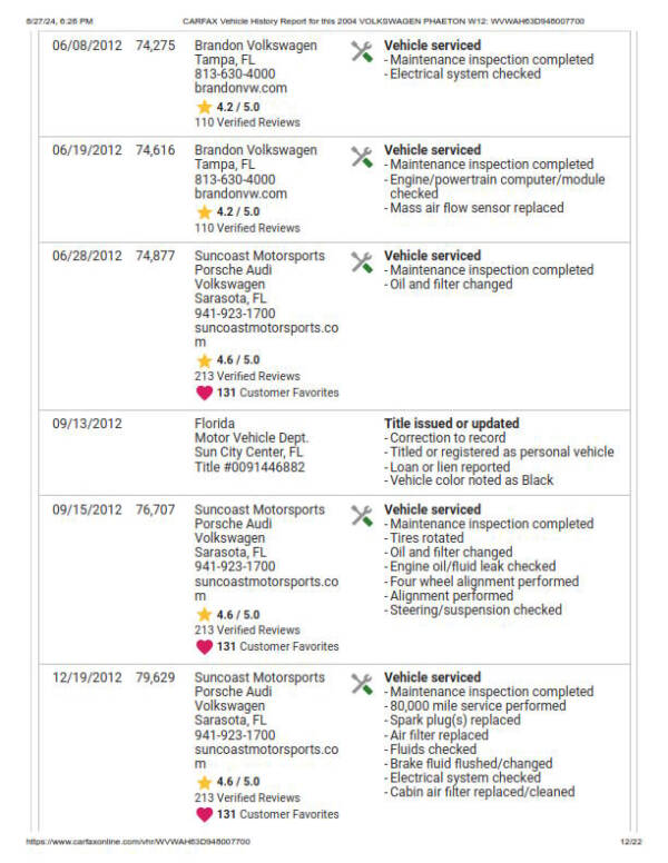 2004 Volkswagen Phaeton Premiere Edition W12