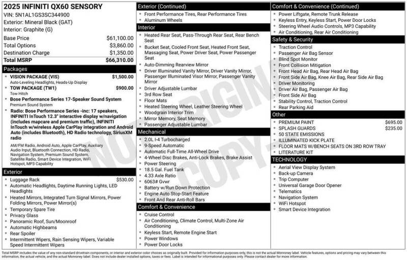 2025 Infiniti QX60 Sensory