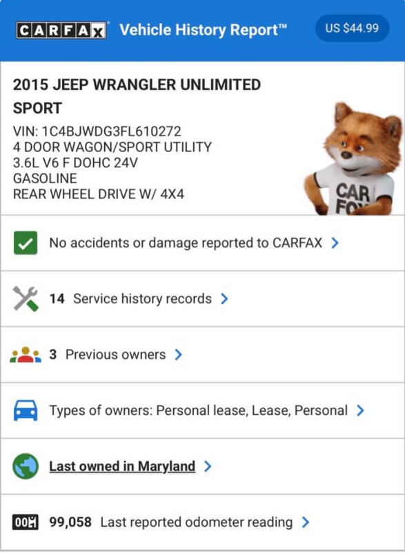 2015 Jeep Wrangler Unlimited Sport