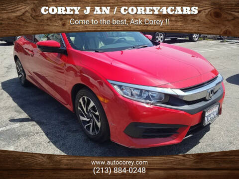 2016 Honda Civic for sale at WWW.COREY4CARS.COM / COREY J AN in Los Angeles CA