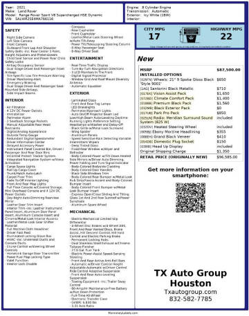 2021 Land Rover Range Rover Sport P525 HSE Dynamic