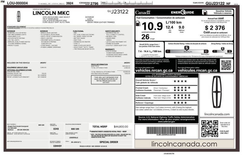 2016 Lincoln MKC Select