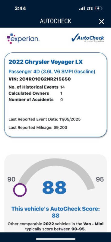 2022 Chrysler Voyager LX