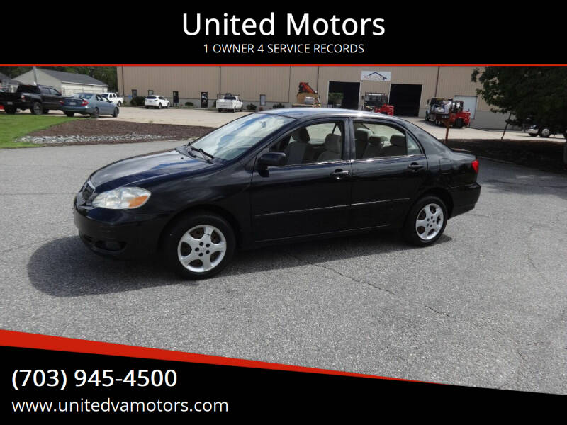 2005 Toyota Corolla for sale at United Motors in Fredericksburg VA