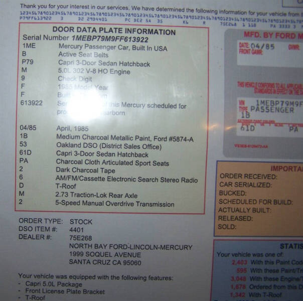 1985 Mercury Capri RS