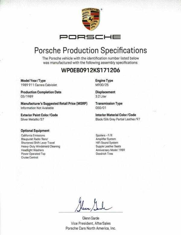 1989 Porsche 911 Carrera