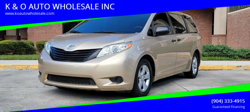 2011 Toyota Sienna for sale at K & O AUTO WHOLESALE INC in Jacksonville FL