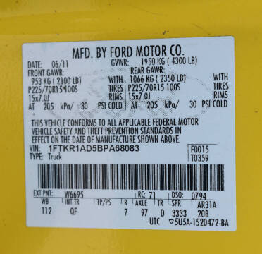 2011 Ford Ranger XL Fleet