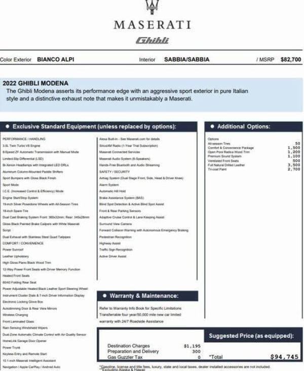 2022 Maserati Ghibli Modena