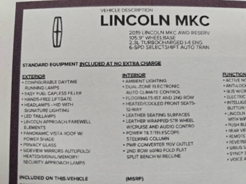 2019 Lincoln MKC Reserve