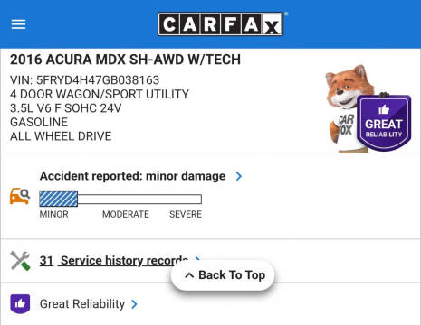 2016 Acura MDX SH-AWD w/Tech w/AcuraWatch