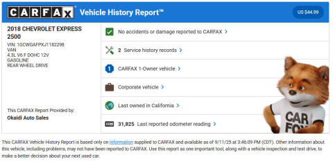 2018 Chevrolet Express 2500