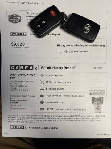 2013 Toyota Prius v Two