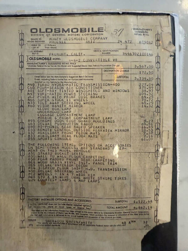 1970 Oldsmobile Convertible 442