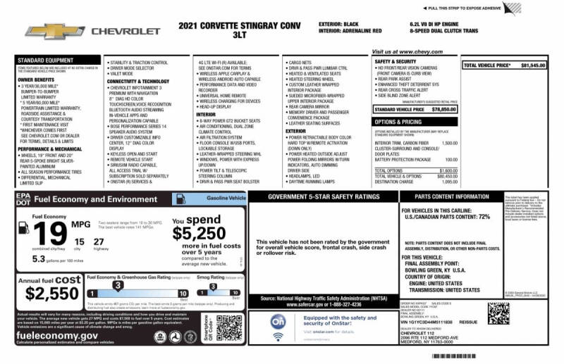 2021 Chevrolet Corvette Stingray