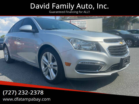 2015 Chevrolet Cruze for sale at David Family Auto, Inc. in New Port Richey FL
