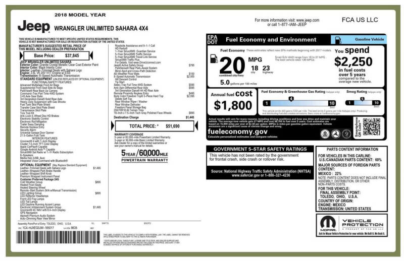 2018 Jeep Wrangler Unlimited Sahara