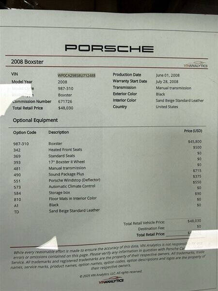 2008 Porsche Boxster