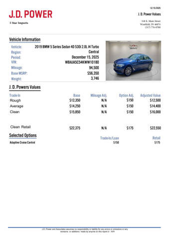2019 BMW 5 Series 530i