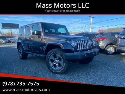 2016 Jeep Wrangler Unlimited for sale at Mass Motors LLC in Worcester MA