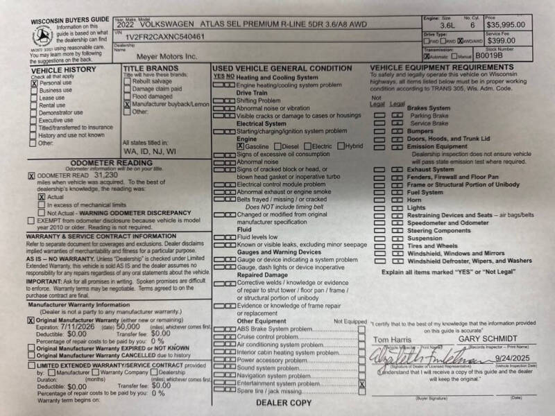 2022 Volkswagen Atlas V6 SEL Premium R-Line 4Motion