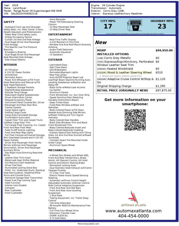 2019 Land Rover Range Rover HSE