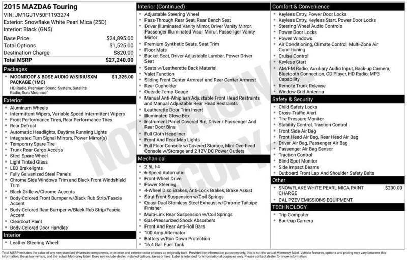 2015 Mazda MAZDA6 i Touring