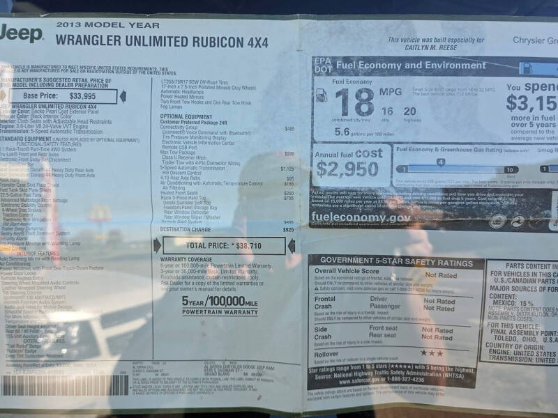 2013 Jeep Wrangler Unlimited Rubicon