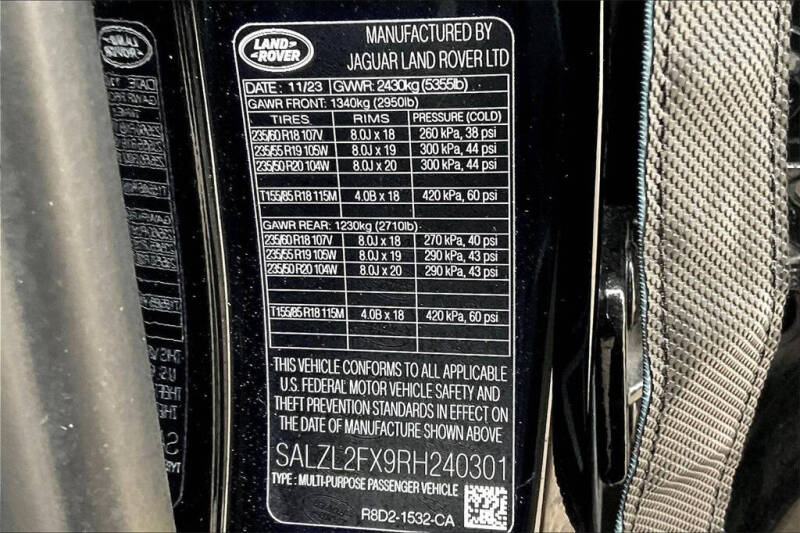 2024 Land Rover Range Rover Evoque P250 Dynamic SE