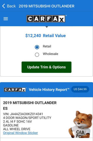 2019 Mitsubishi Outlander ES
