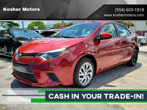 2015 Toyota Corolla for sale at Kosher Motors in Hollywood FL