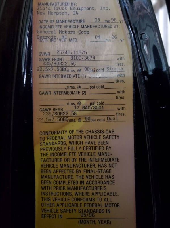 1996 Chevrolet Kodiak C7500