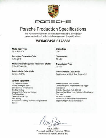 2018 Porsche 911 GT3