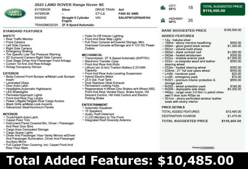 2023 Land Rover Range Rover P400 SE