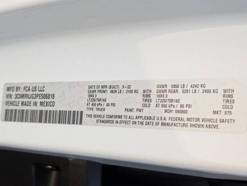 2023 RAM ProMaster 3500 159 WB