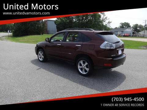 2008 Lexus RX 400h for sale at United Motors in Fredericksburg VA