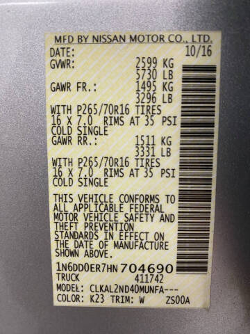 2017 Nissan Frontier SV