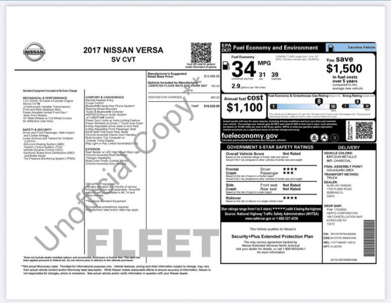 2017 Nissan Versa 1.6 SV
