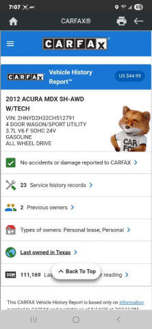 2012 Acura MDX SH-AWD w/Tech