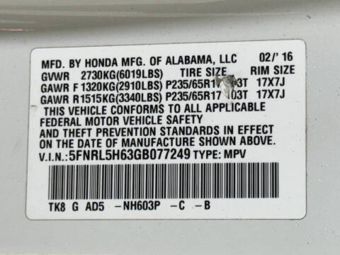 2016 Honda Odyssey EX-L w/RES