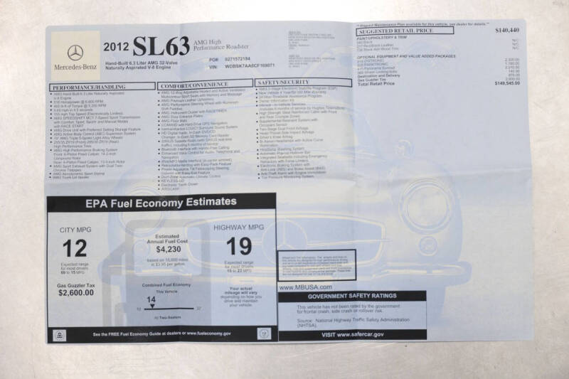 2012 Mercedes-Benz SL-Class SL 63 AMG
