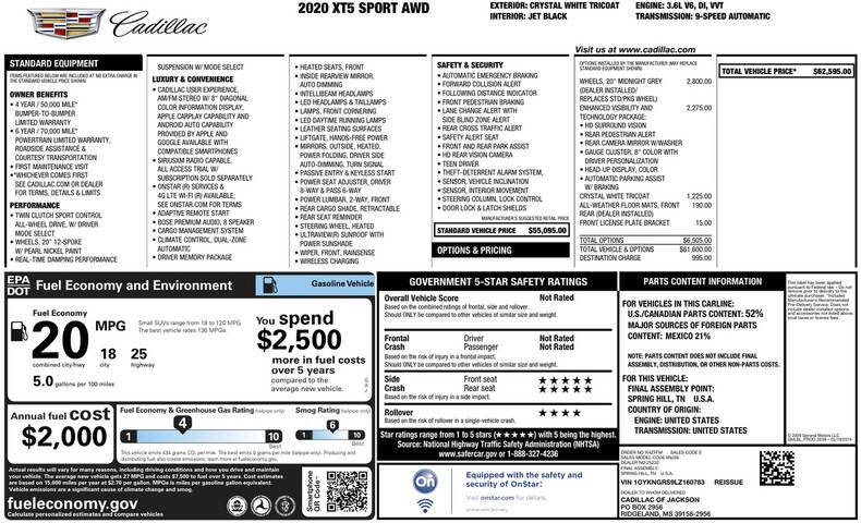 2020 Cadillac XT5 Sport