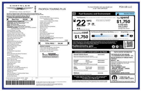 2019 Chrysler Pacifica Touring Plus